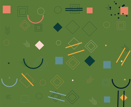 Colorful Abstract Geometric Shapes Pattern Design with Various Symbols