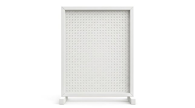 Modern White Pegboard Room Divider with Black Dot Pattern