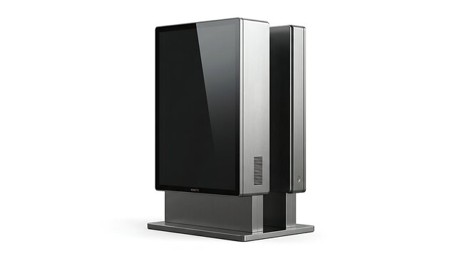 Modern Technology Server Rack With Sleek Metallic Finish Isolated On White