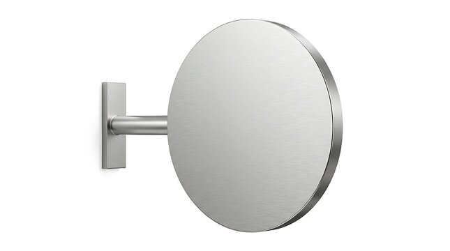 Modern Wall Mounted Round Mirror With Silver Metal Frame