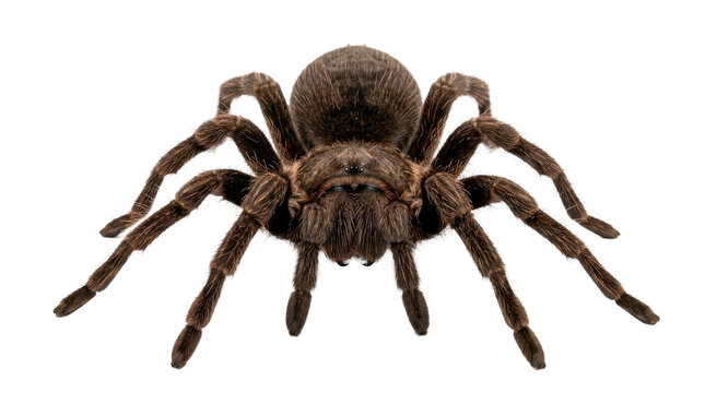 Large brown tarantula spider on a transparent background PNG file