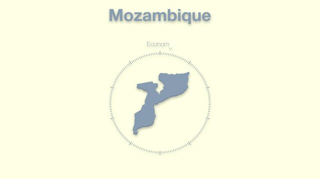 Mozambique MAP revealing minimalistic animated data analytics for presentations, videos, corporate, documentery 