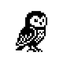 Fototapeta premium Pixel art owl bird silhouette icon.