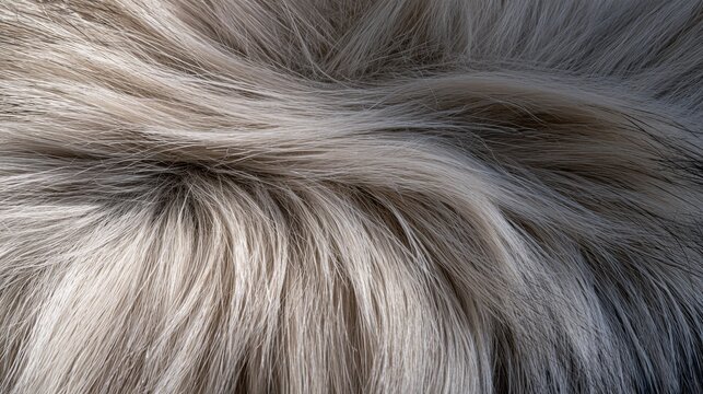 Soft beige fur texture close up with dense fluffy strands, natural hair pattern gentle shadow gradient creating a warm animal surface background for luxury design, textile concepts creative projects