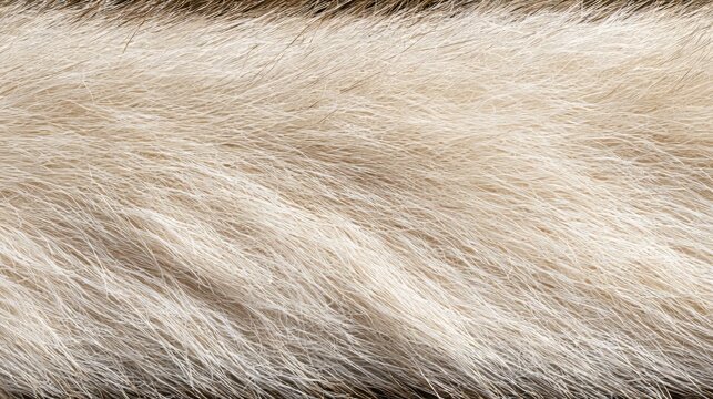 Soft beige fur texture close up with dense fluffy strands, natural hair pattern gentle shadow gradient creating a warm animal surface background for luxury design, textile concepts creative projects