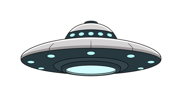 Cartoon flying saucer spaceship vector illustration on white