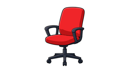 Obraz premium Red swivel office chair with black armrests and wheels