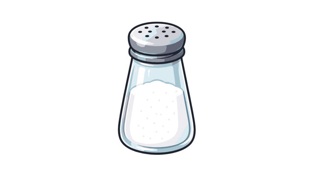 Glass salt shaker with metal lid isolated on white background