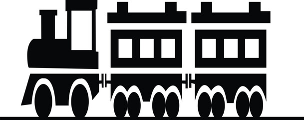 Black train icon in flat and line style railway locomotive and freight transport silhouette featuring passenger and cargo rail graphic minimal monochrome vector illustration pack © Muhammad
