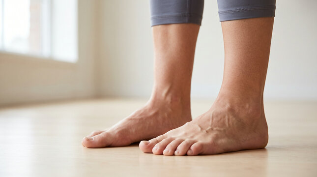 Rehabilitation. Woman Lifting Toes for Foot Mobility Exercise