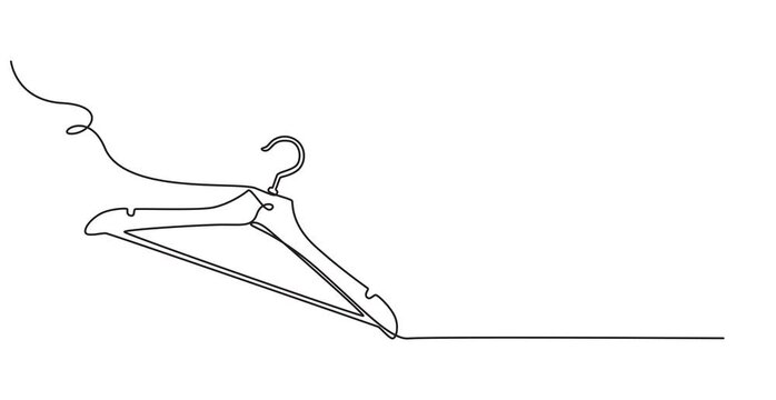Animated self drawing of Continuous line drawing of a clothes hanger, coat hanger video. Full length one line animation. Self drawing animation of clothes hanger drawn by continuous line.4K video