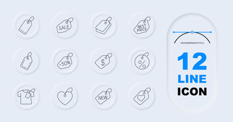 Fototapeta premium Price label set icon. Sale tag, discount symbol, percentage marker, shopping promotion, retail branding, fashion merchandise, ecommerce campaign, premium offer, commercial pricing