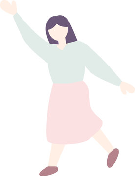 a Young Woman Waving Her Hand Happily