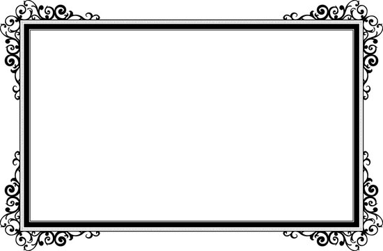 Elements of vintage frames. Black on white rectangle lines border classic  style. Design print for greeting cards, wedding invitations, restaurant menu, royal certificates. Set 13