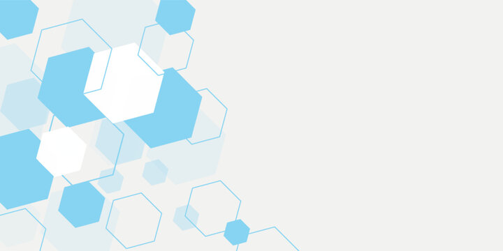 Abstract blue hexagon banner background.