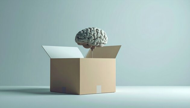 Brain outside the box - Conceptual image of thinking creatively.