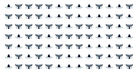 pattern of black and white whale tails and fins seamless marine animal design © Fendik eps