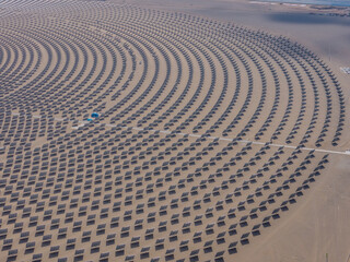 Naklejka premium Molten salt tower solar thermal power plant, new energy, super mirror power plant, prism tower