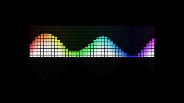Colorful Audio Visualizer Waveform Equalizer Displaying Music Beat Spectrum Animation Loops.