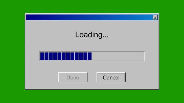 Retro Computer Loading Screen Progress Bar Animation.