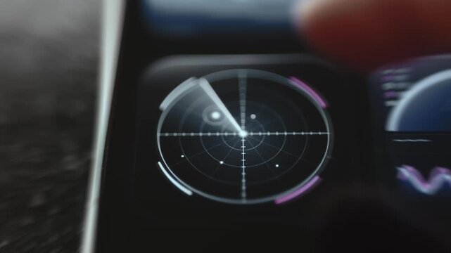 Radar Sweep Scope Detecting Objects On Space Surveillance Display