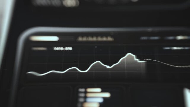 Glowing Line Graph Of Orbital Data On Dark Monitoring Screen Macro