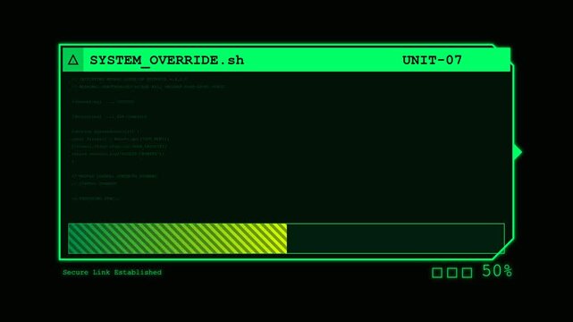 Futuristic System Override HUD Progress Bar Interface.