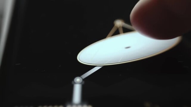 White Parabolic Antenna Dish Close Up On Deep Space Communication Display