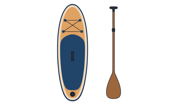 Stand up paddle board and paddle isolated on white