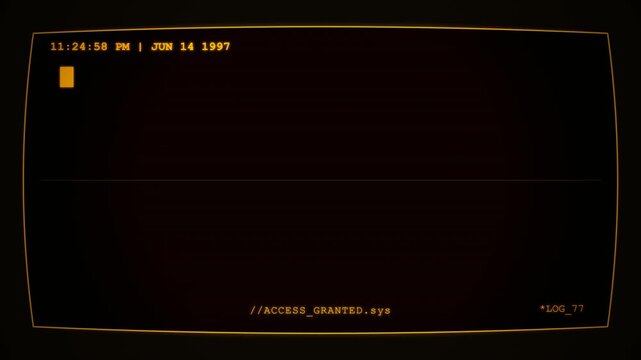 Retro Computer Screen Showing Terminal Interface With Dark Background.