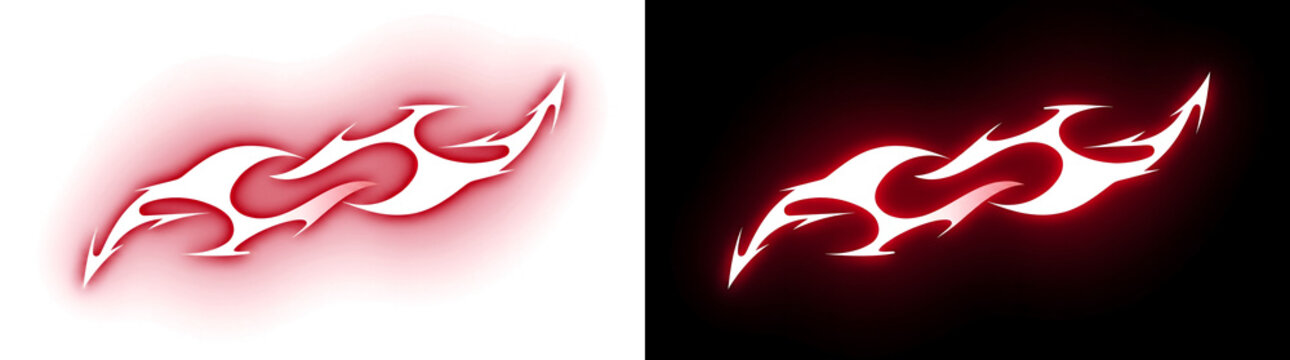 Red tribal flame icon with glowing fire shape design in PNG, Transparent and Black Background Versions for creative use