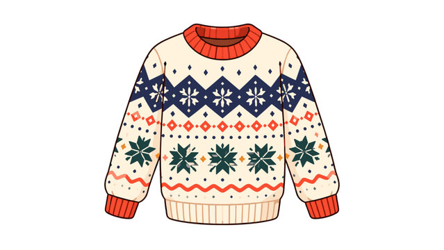 Patterned knitted sweater vector illustration on white background