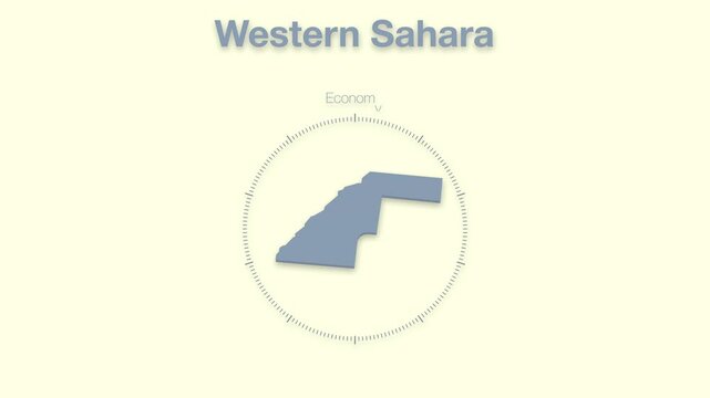 Western Sahara MAP revealing minimalistic animated data analytics for presentations, videos, corporate, documentery 