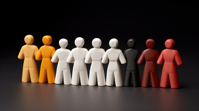Diverse paper figures standing in line. Concept of social equality and human inclusion.