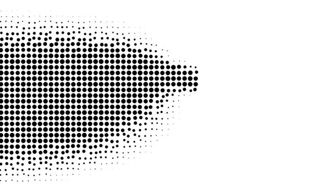 Black halftone pattern of dots varying in size on a white surface.