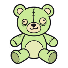 Fototapeta premium Cute Zombie Teddy Bear Clipart, Kawaii Halloween Plush Toy Cartoon Character PNG