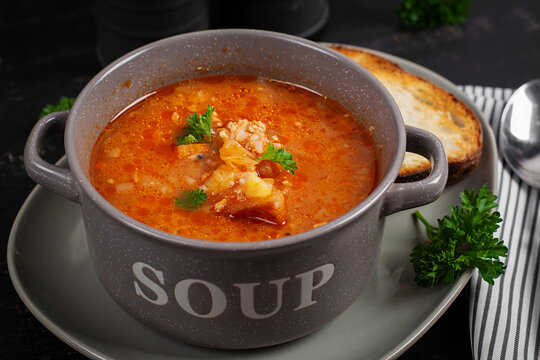 Traditional Homemade Vegetable Soup with Minced Meat