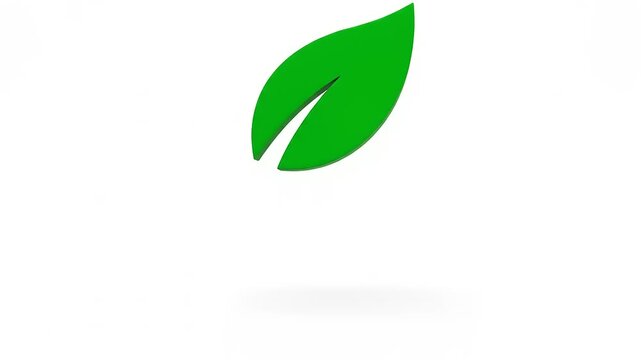 Green Leaf Animation on White Background.
