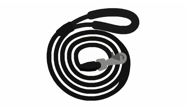 Coiled Black Rope Dog Lead Vector with Padded Handle and Metal Clasp Isolated on White Background