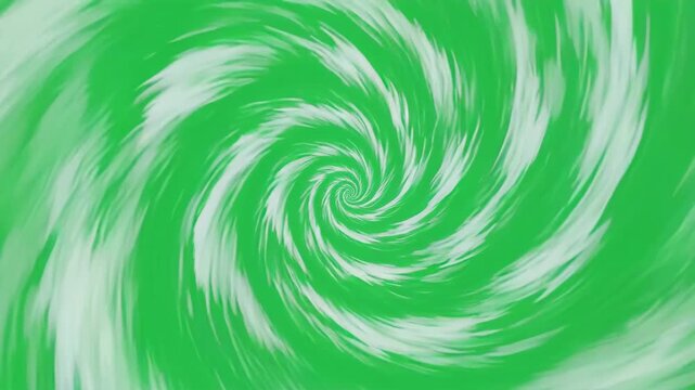 Green and white swirling vortex pattern with seamless motion for abstract backgrounds and digital design elements