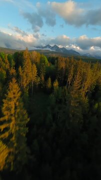 The breathtaking aerial view of beautiful Tantra mountains and landscape around