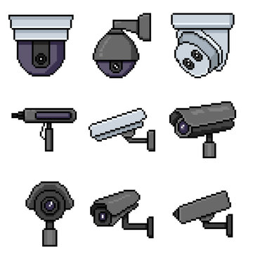 Vector Set of CCTV Pixel Art Icons