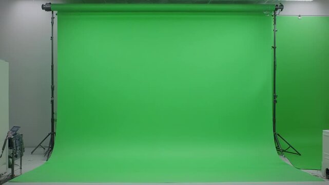 Green Screen Studio Background with Professional Lighting and Seamless Cyc Wall for Virtual Production