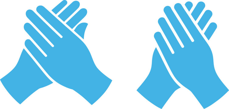 Blue clapping hands icons set vector