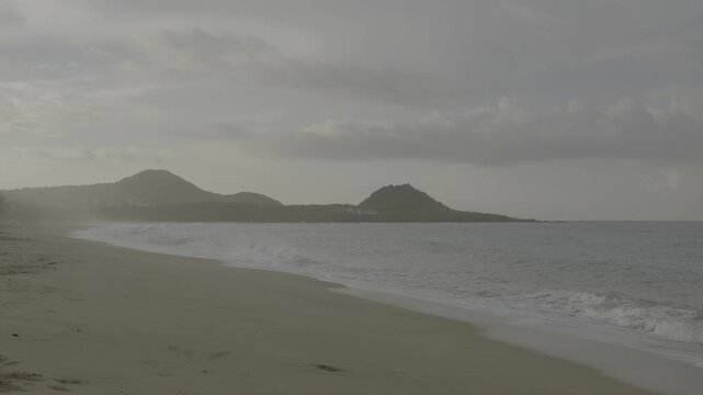 An early morning view of the southeastern part of Taiwan from the coast of Hengchun Kenting, Pingtung County, in the morning sun.