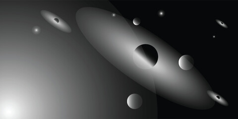 Abstract Black White Space Galaxy Background with Planets Stars and Diagonal Lines © Mottohirul