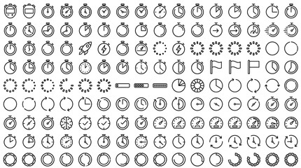 Fototapeta premium Comprehensive Collection of Minimalist Linear Loading Timers and Time Measurement Icons for Digital User Interfaces