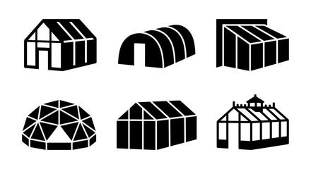 Variety Of Building Silhouettes In Black And White Architectural Forms Silhouette © Masura