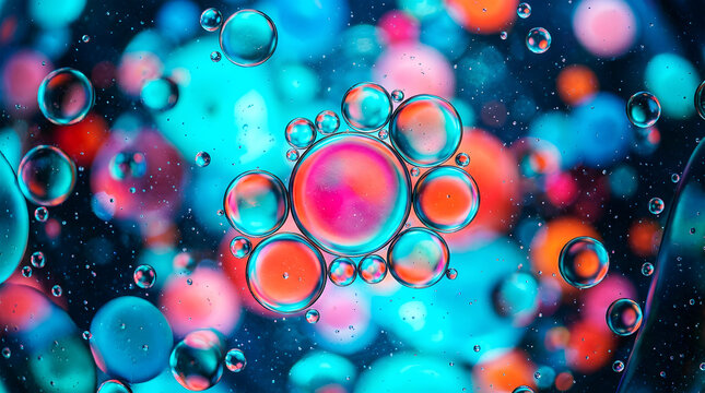 Vibrant abstract spheres with gradient colors, seamless pattern colorful