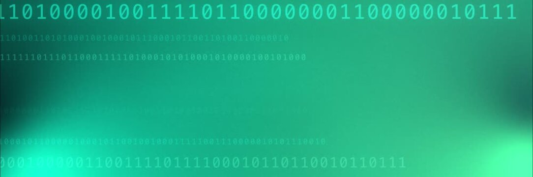 Green and cyan binary code background template animation